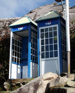 A phone booth high up Mount Kinabalu in Malaysia